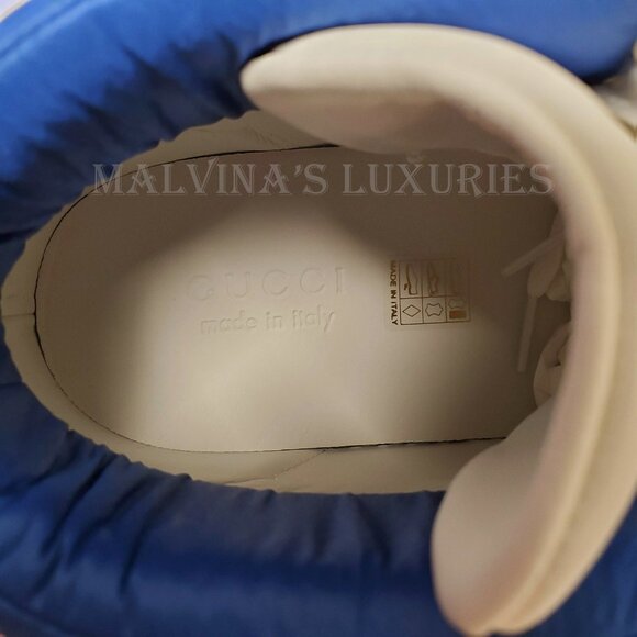 GUCCI SNEAKERS MENS ACE LOGO STRIPE WEB SNAKE BACK HITOP SHOES 6.5G / US 7 - Picture 12 of 13